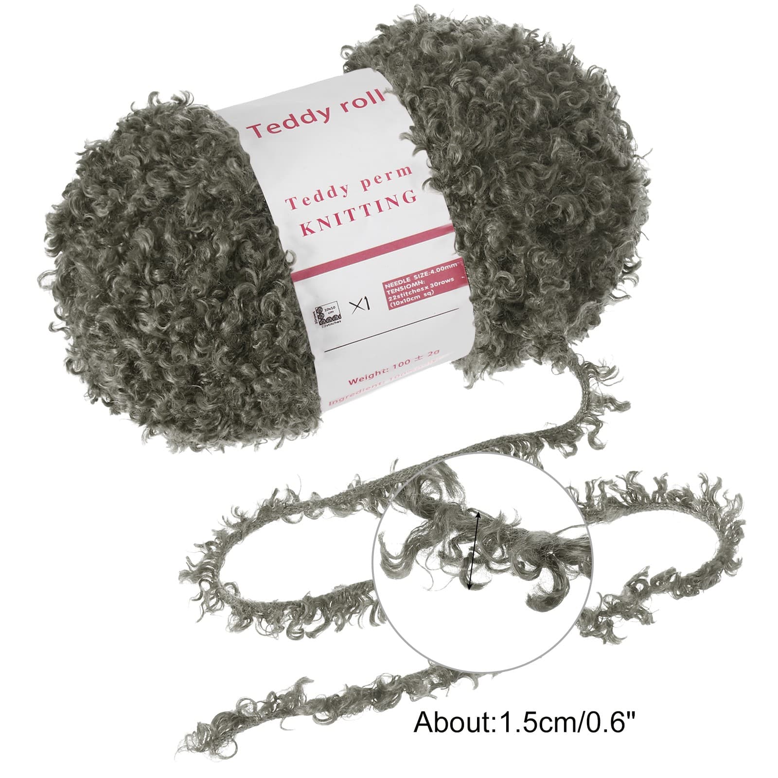 2pcs Fur Yarn Polyester Yarn Fluffy Chunky Yarn Deep Gray for Crocheting,50m 2