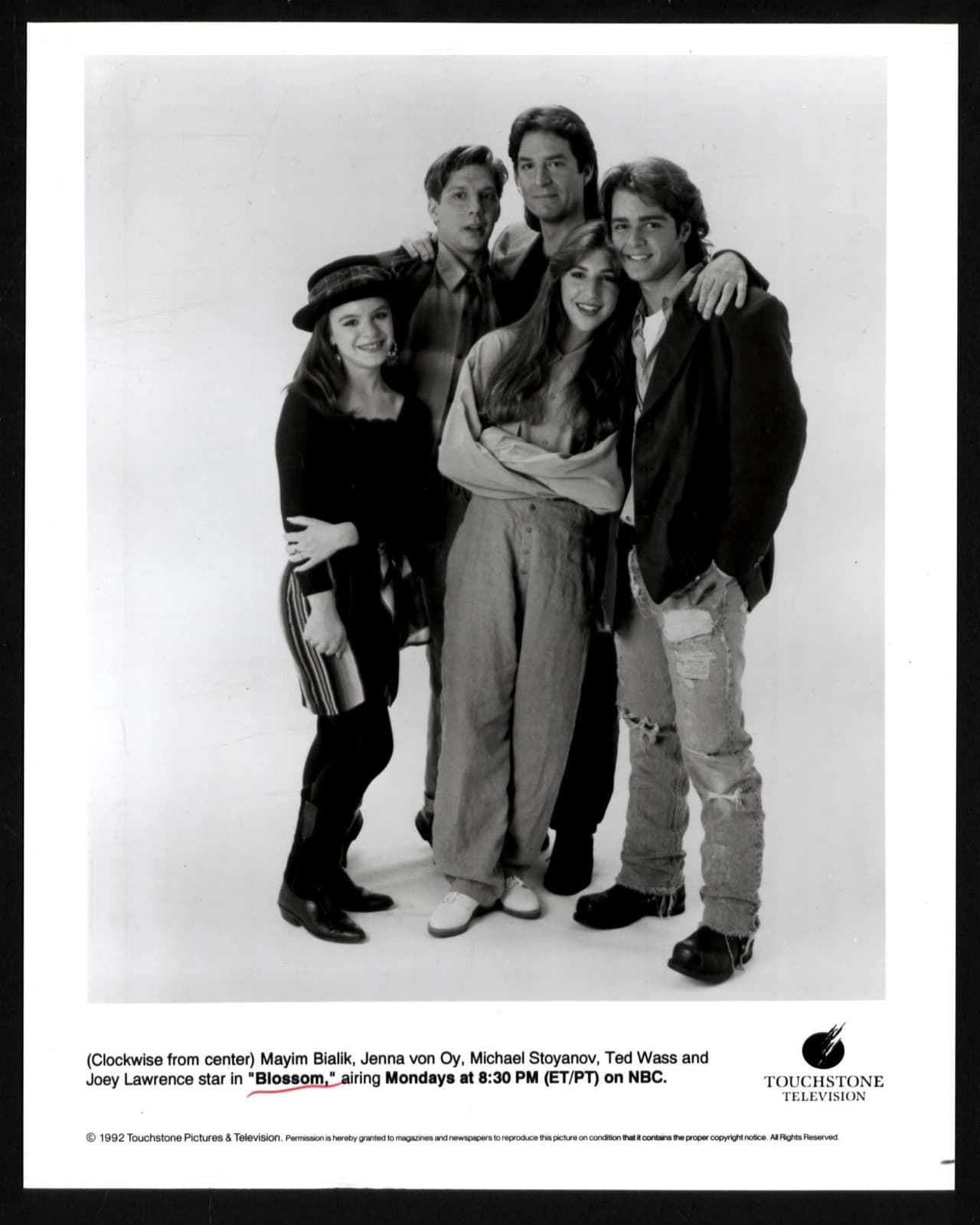 8 x 10 press photo NBC tv BLOSSOM  cast MAYIM BIALIK, JENNA VON OY, TED WASS +