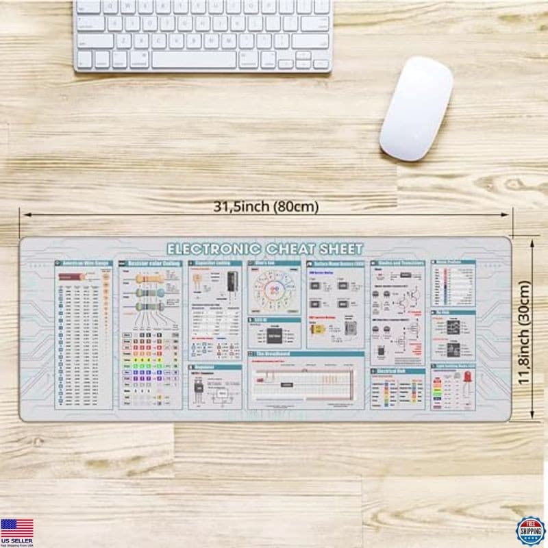 Electronic Cheat Sheet Mouse Mat, Electronic Mouse Pad, Large Gaming Desk Mat, 5