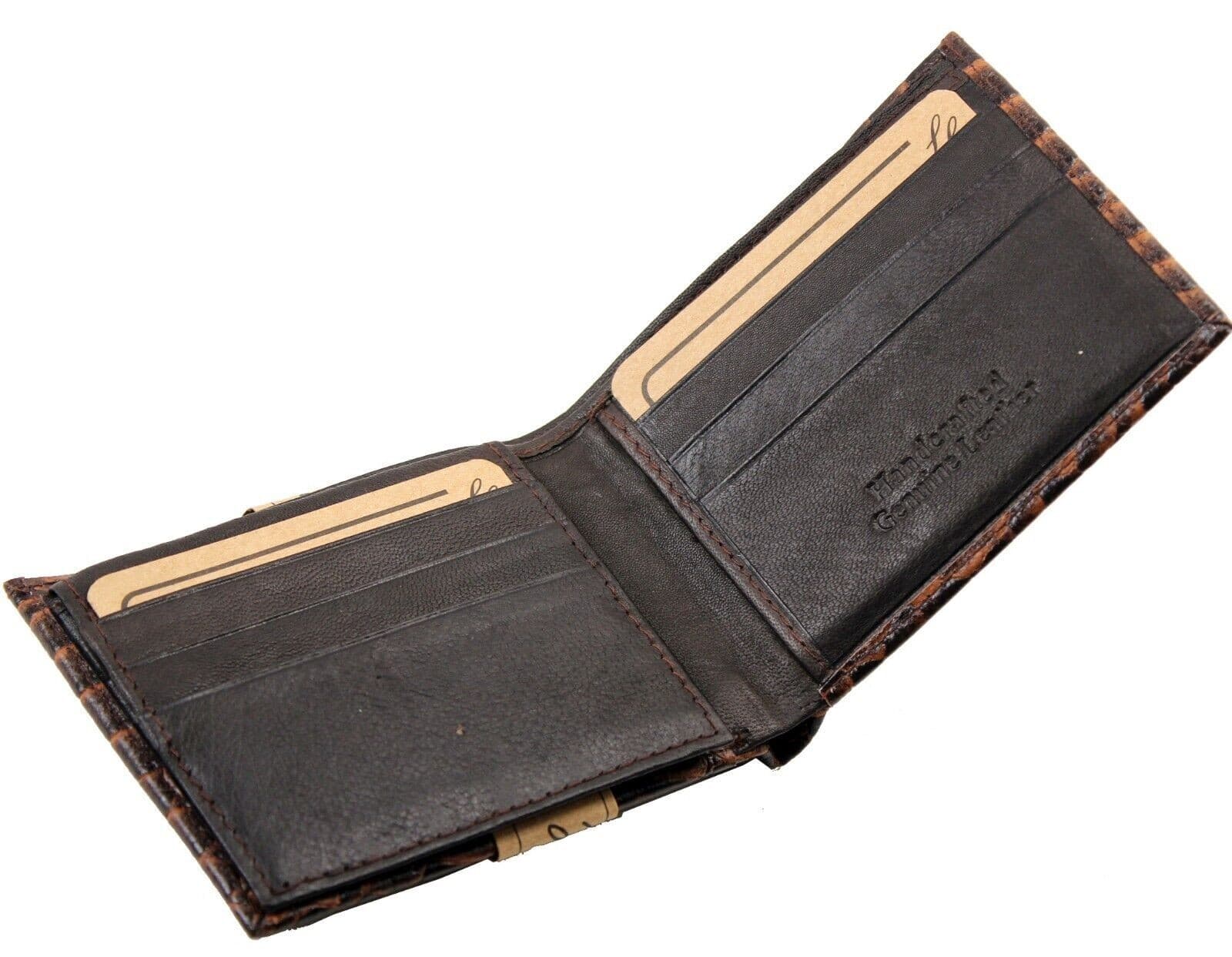 New Mens Genuine Leather Bifold Wallet ID Credit Card Alligator Window Crocodile 4