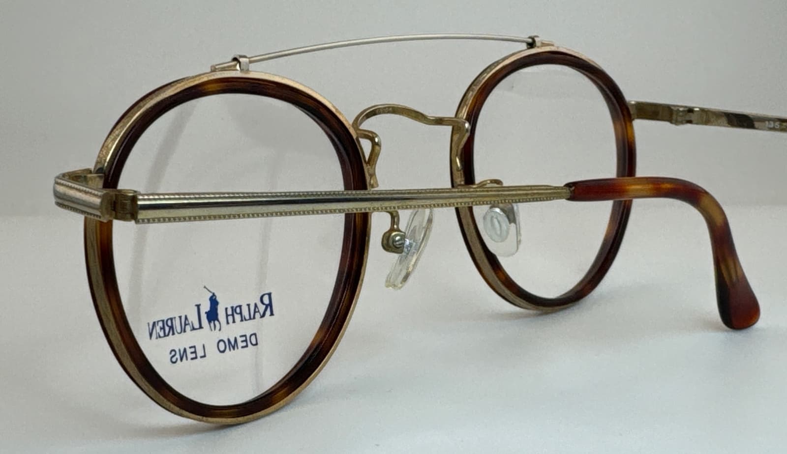 Vintage POLO RALPH LAUREN 536 Eyeglass 90s Round Eyewear Tortoise Antique Gold 5