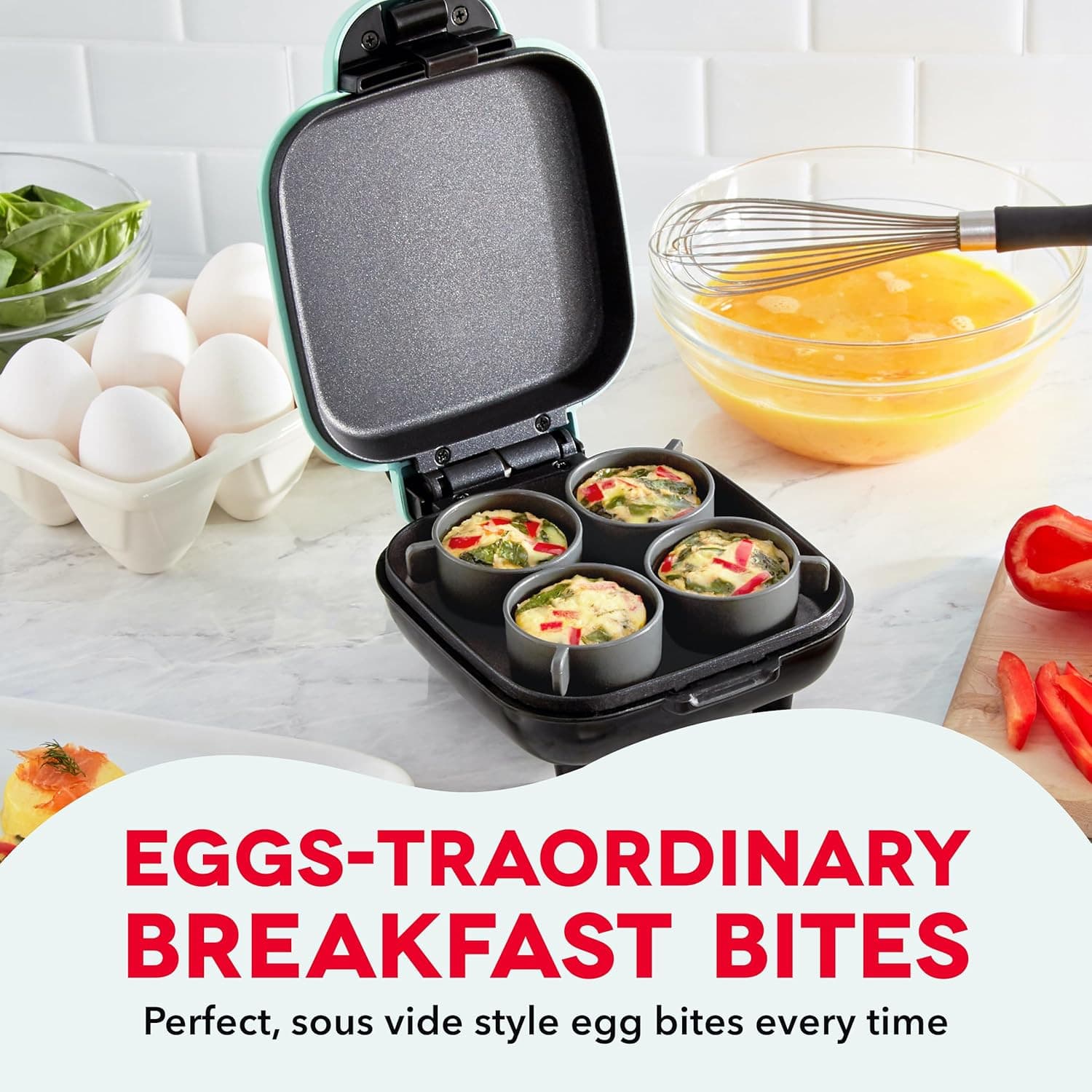 Deluxe Sous Vide Style Egg Bite Maker with Silicone Molds for Breakfast Sandwich 2