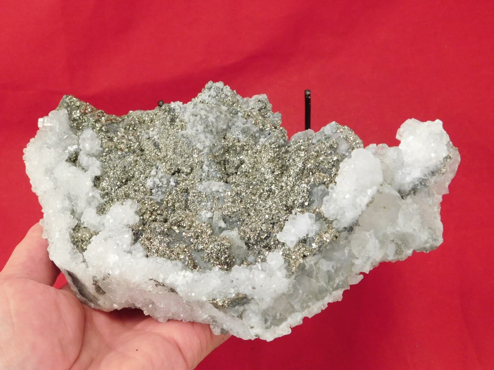 HUGE Pyrite Crystal Cluster With Fluorescent Calcite Crystals Mexico 2020gr 6