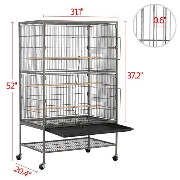 Large Bird Cage Budgie Cage 52'' Parrot Cage for Lovebird Cockatiels with Stand 3
