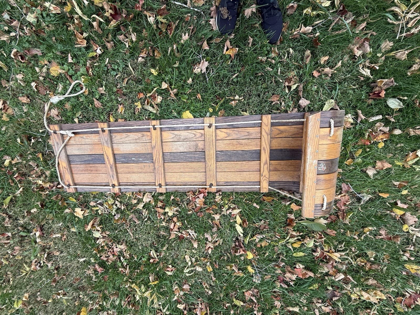vintage wooden toboggan sled 4
