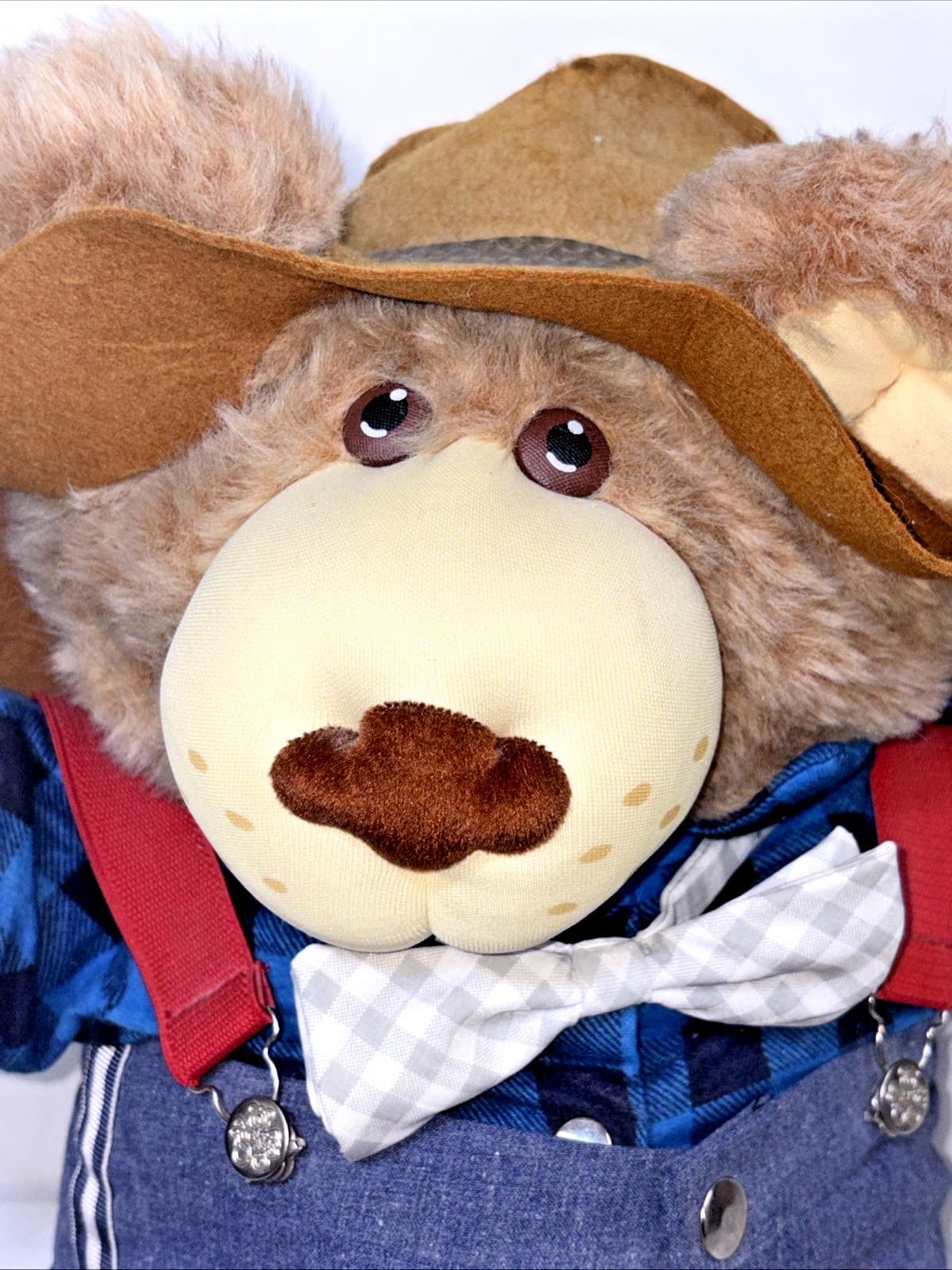 Furskins Harlan Honeysuckle Bear Plush Xavier Roberts 22” Overalls Hat Bow Tie 3