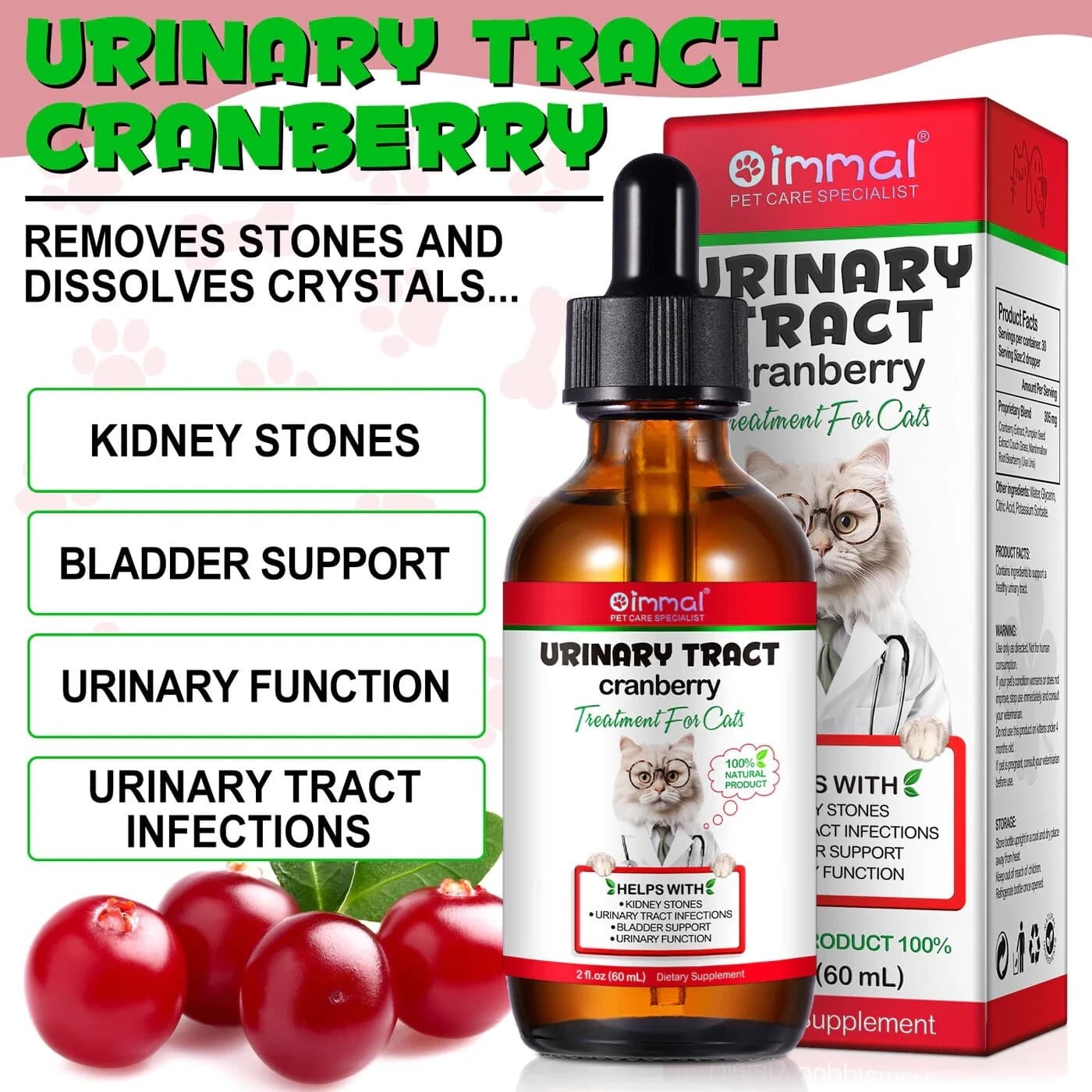 Urinary Tract Infection Treatment for Cats – 60 ML Cranberry UTI Supplement 3