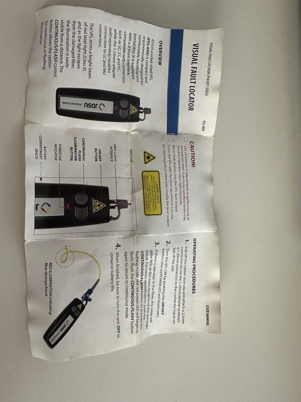 Viavi JDSU FFL-050 Mini Visual Fault Locator VFL FFL050 Fiber Optic With adapter 5