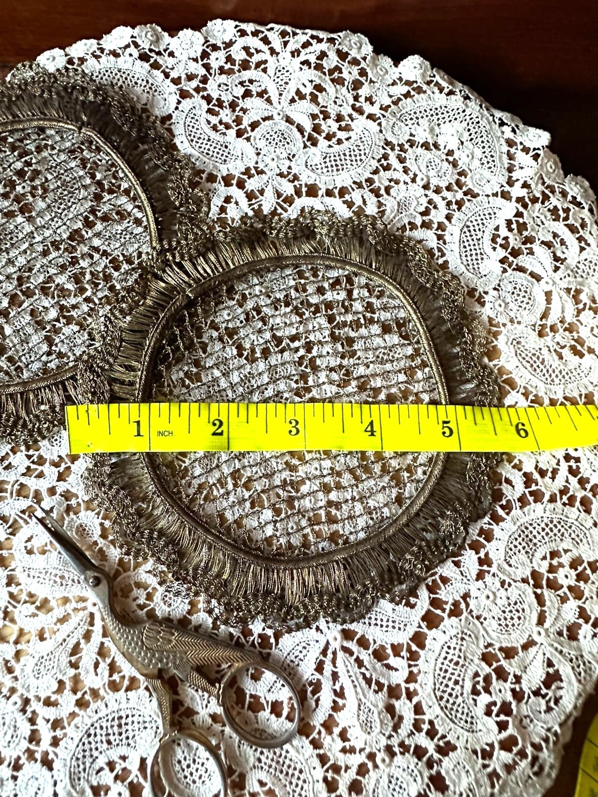 Pair of Victorian Antique Doilies Fine Woven Bronze Cording WATCH VIDEO NOW