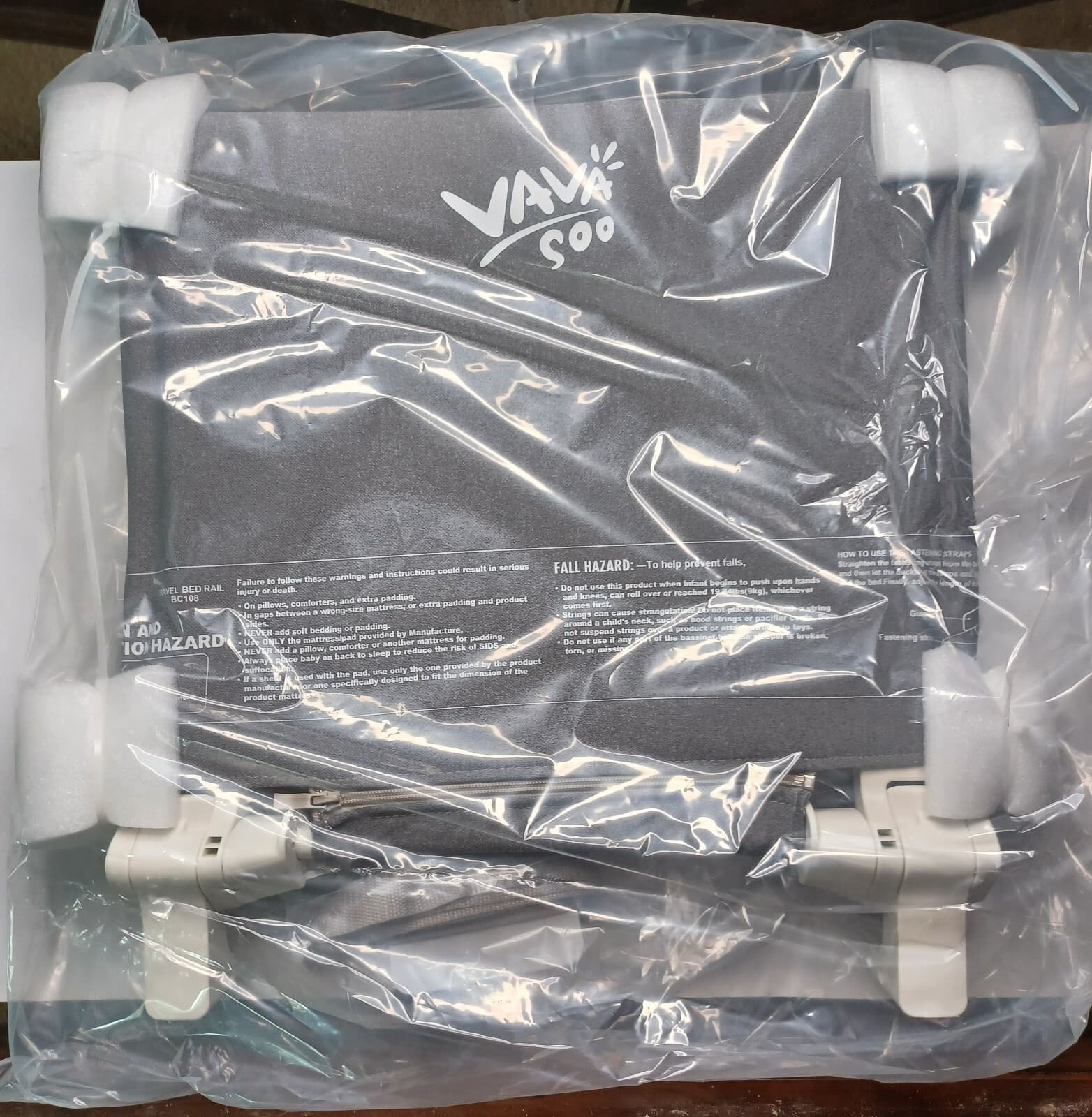 Vava Soo 41in portable folding bed rail, grey, new. 4