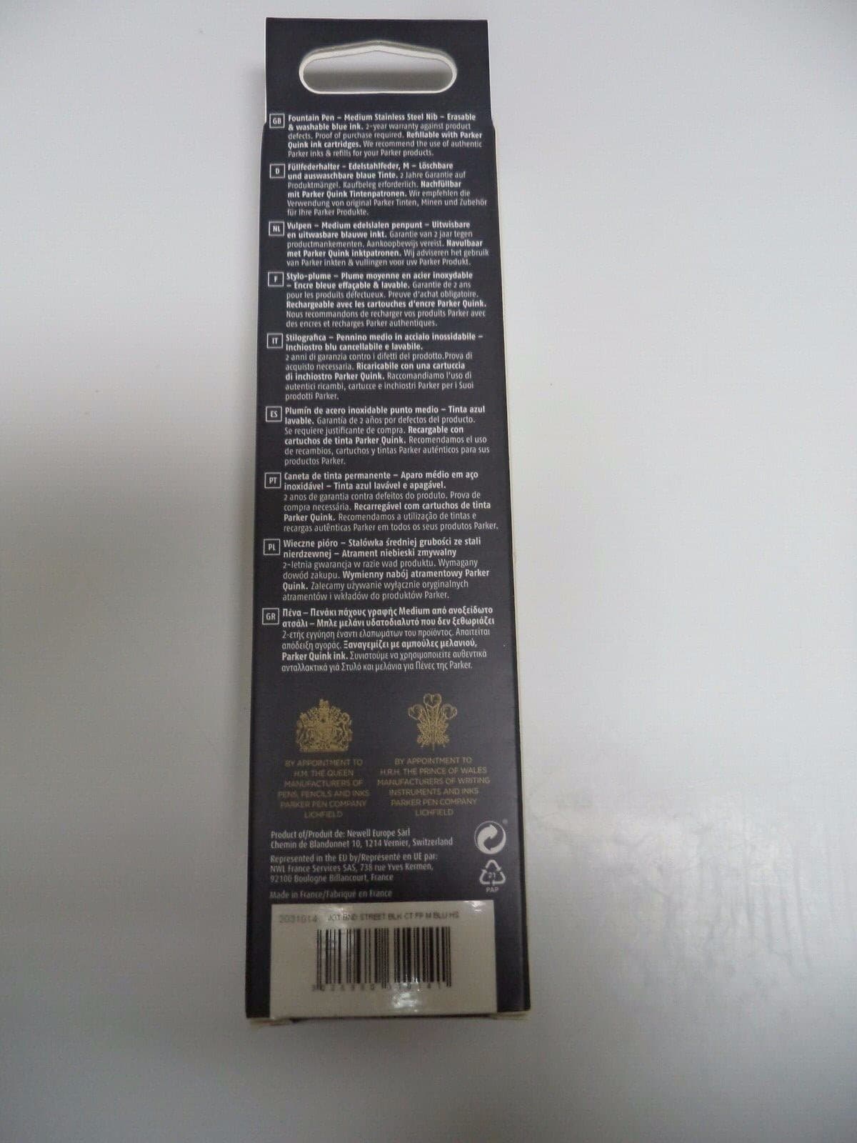 Parker FOUNTAIN PEN JOTTER LONDON INK MED STAINLESS 2031014 BLACK BARREL FRANCE 3