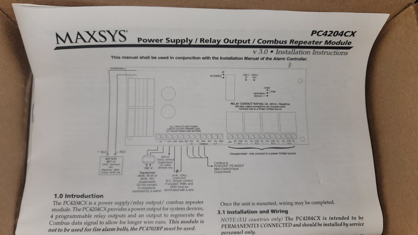 DSC PC4204CX MAXSYS Power Supply / Relay Output / Combus Repeater Module NEW 3
