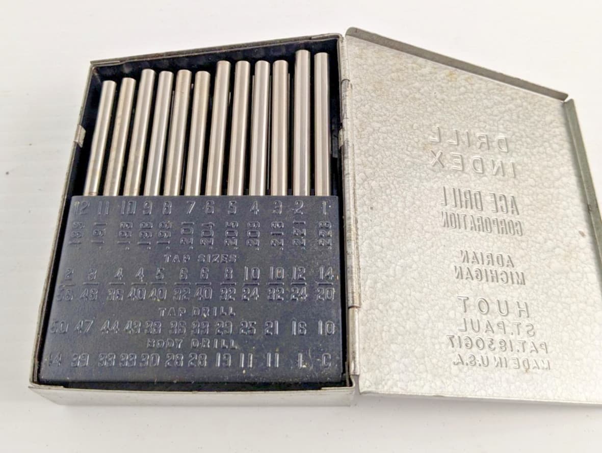 HUOT 1 To 60 Number Drill Blank Index Drill Blanks Set with Metal Box USA Made