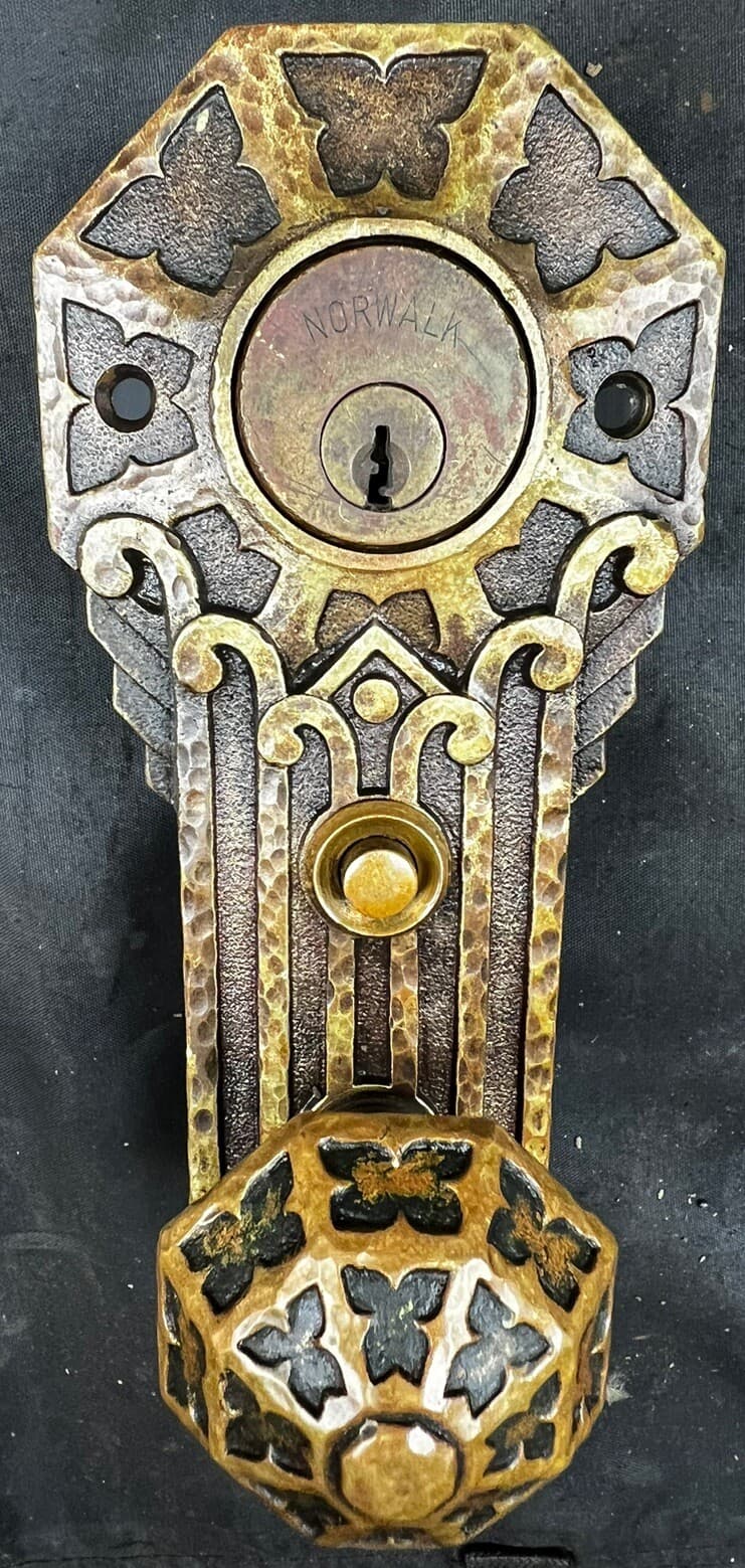 Stunning Spanish Mission Entrance Set. Complete With Plates, Knobs, & Thum Turn