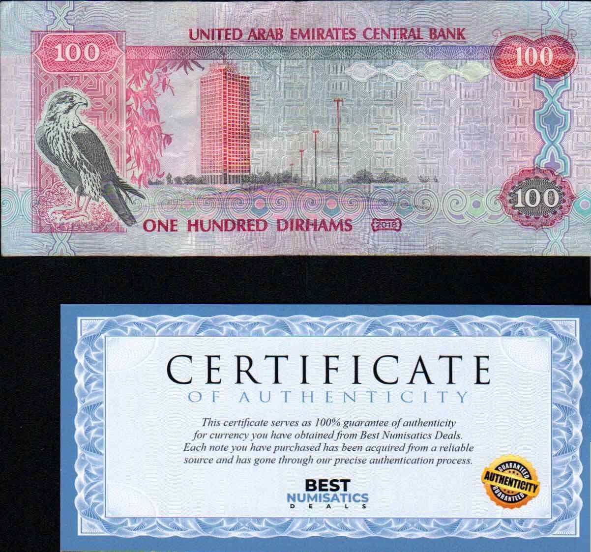 United Arab Emirates 100 Dirhams 2018 P-New Circ New Security features 2