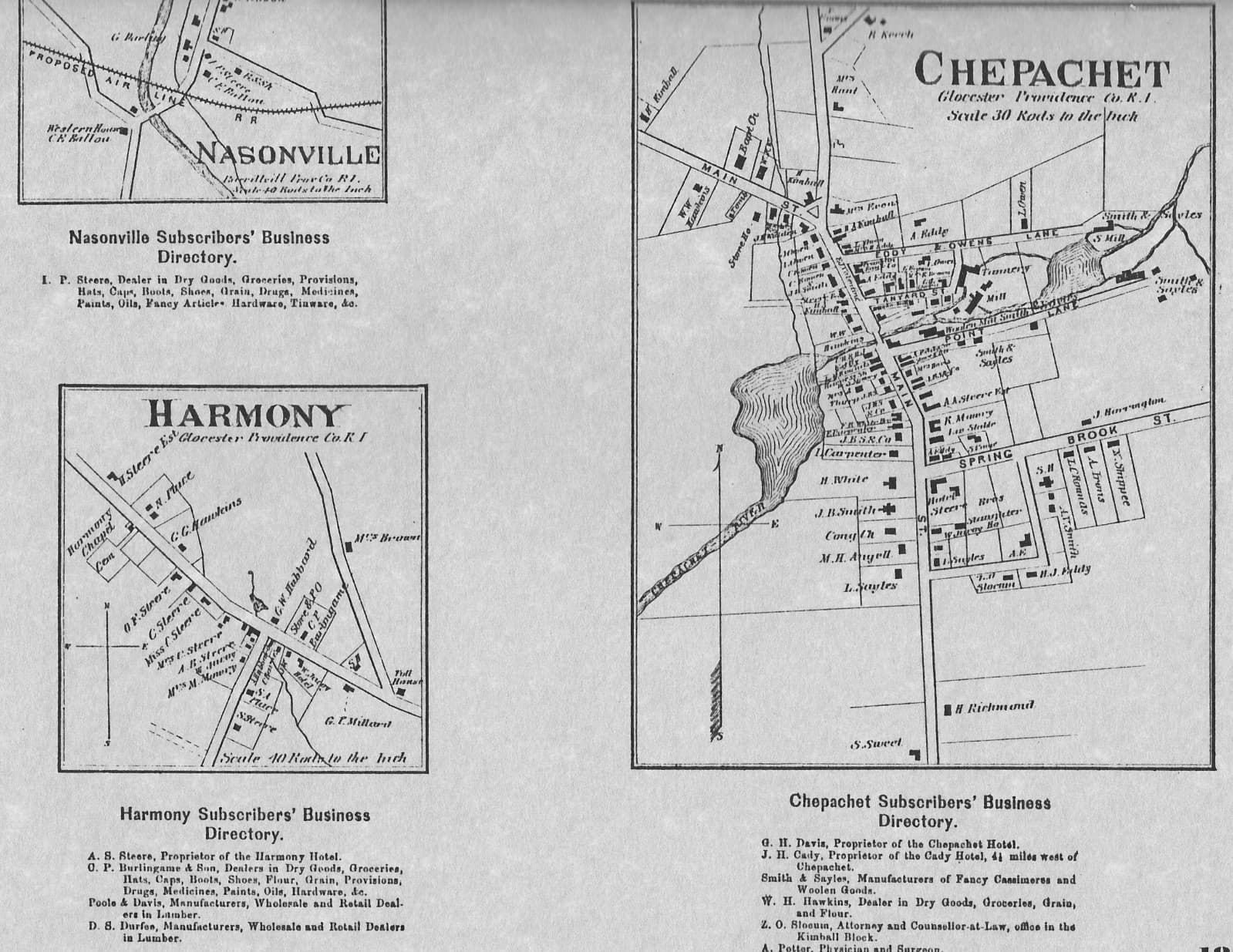 Glocester Chepachet Harmony RI 1870 Maps with Homeowners Names Shown 3