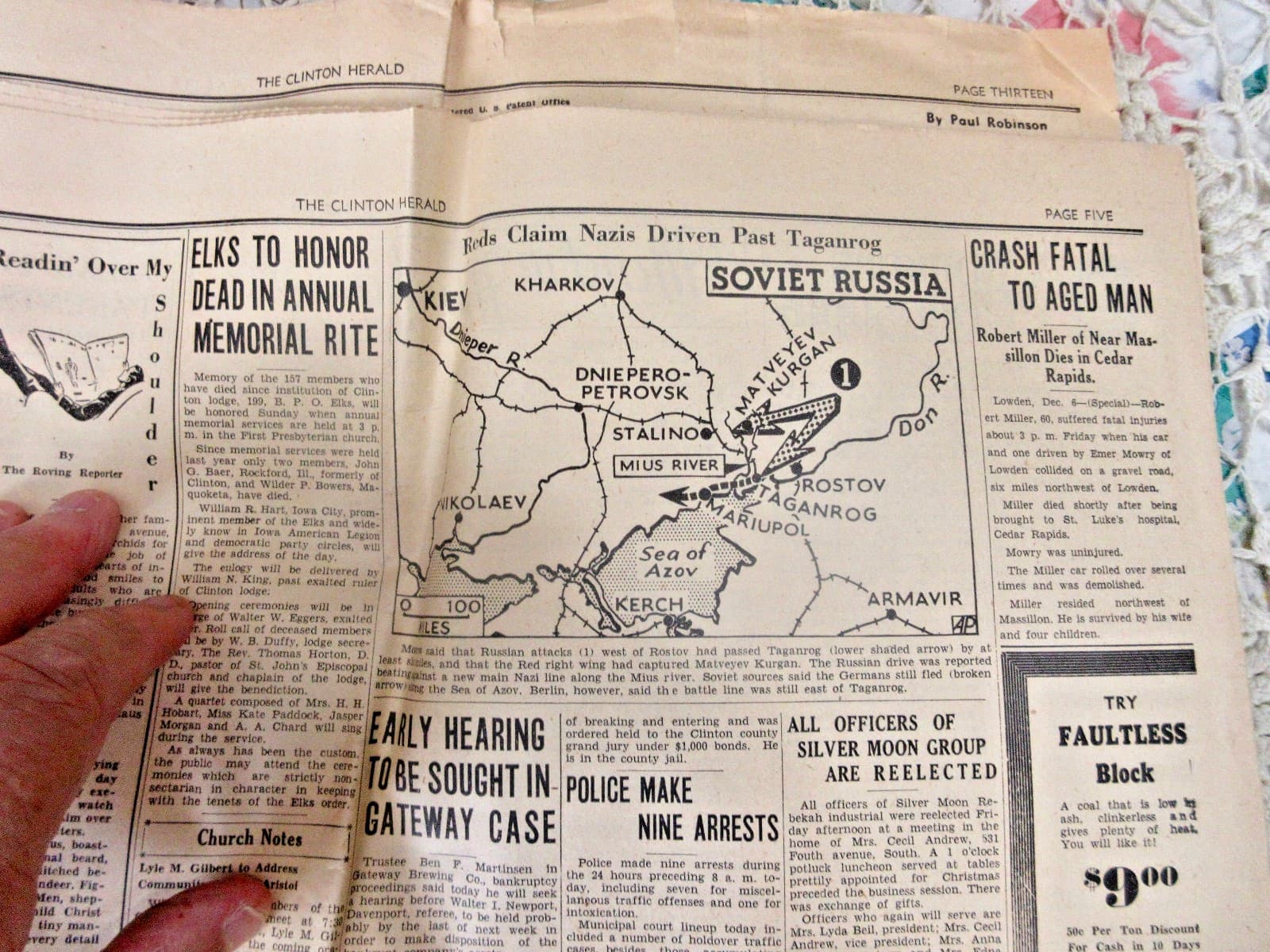 Newspaper WW2 Clinton Hearald Iowa 12/6/1941 "JAPS HOSTILE " PRE-PEARL HAROR 6