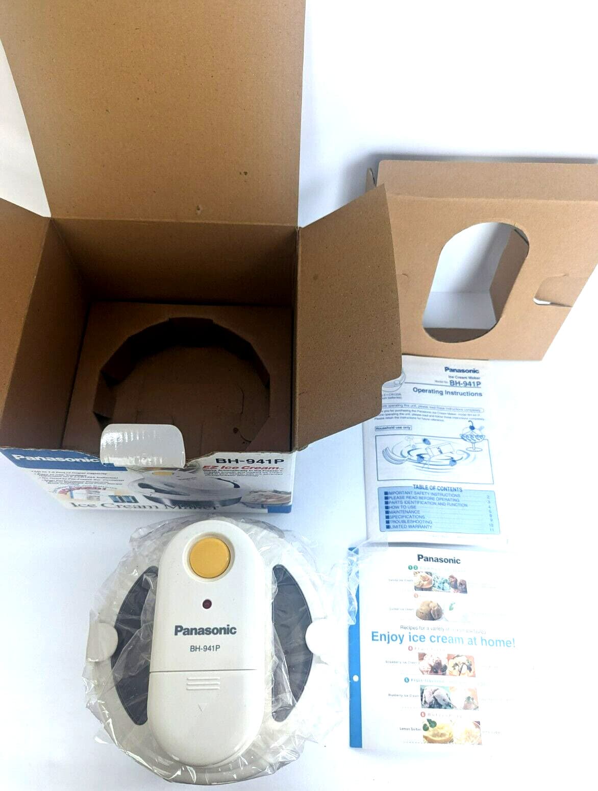 Panasonic BH-941P Ice Cream Maker Recipe Book Cordless 3 Cups New Old Stock 2