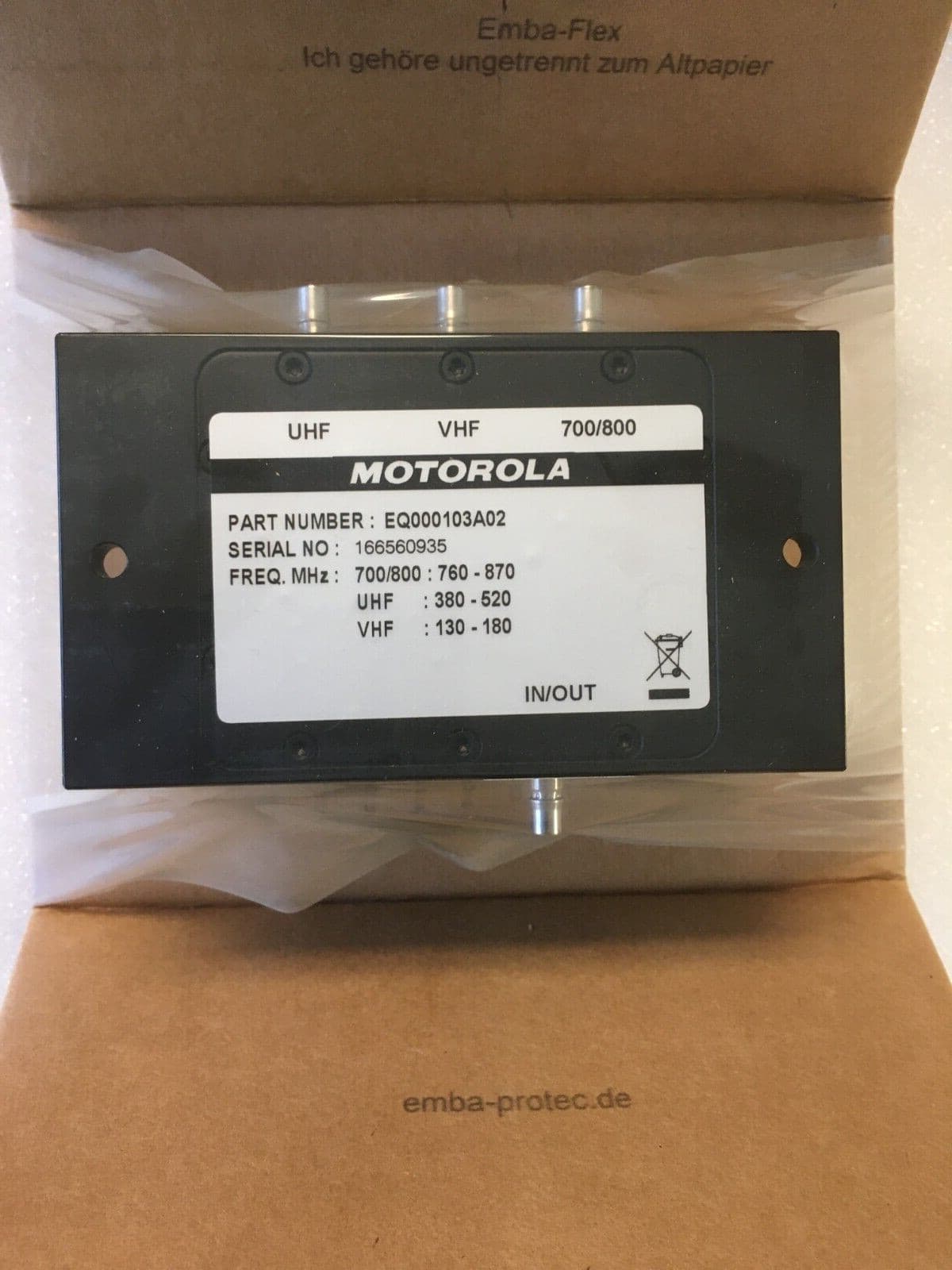 New MOTOROLA EQ000103A02 UHF VHF 700/800  Multiplexer All-Band APX 8500 4