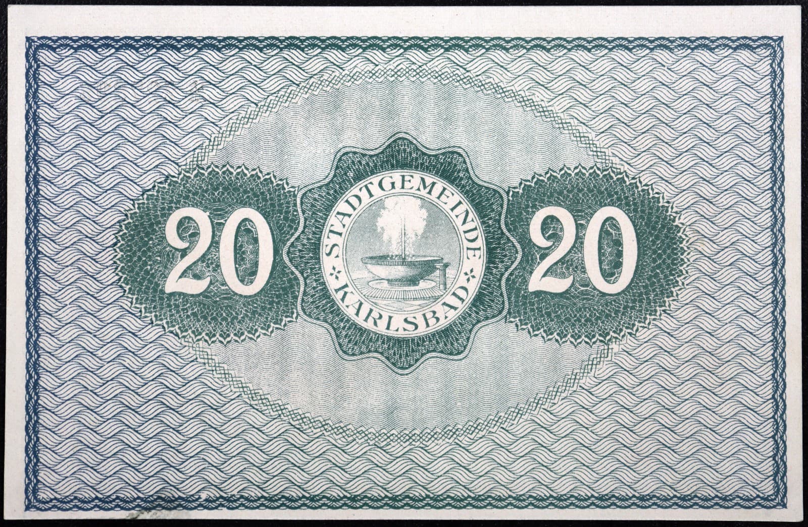 KARLSBAD / KARLOVY VARY 1918 XX-RARE 20 Kronen Bohemia Czechia Austrian Notgeld 2