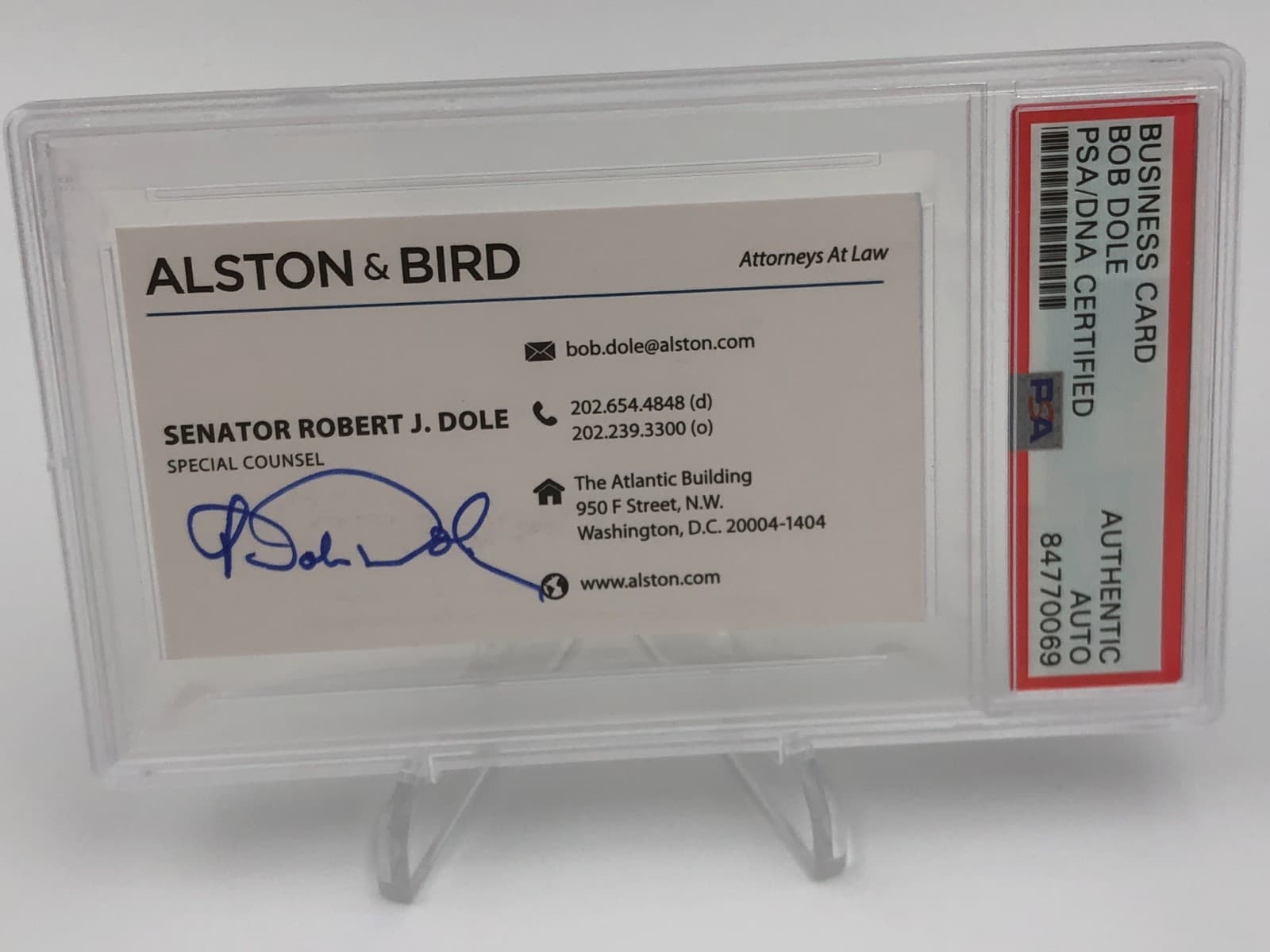 Senator ROBERT DOLE PSA AUTO Authentic Signed BUSINESS Card ALSTON & BIRD KANSAS