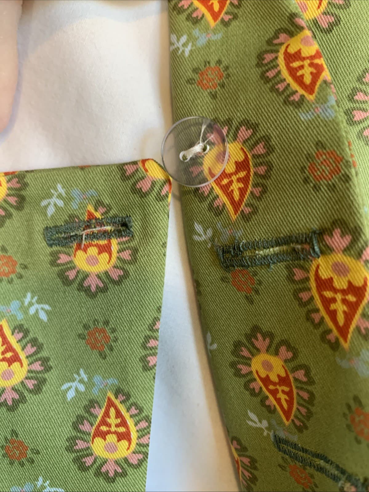 LG Outlander, Colonial, Cotton Sprigged Paisley Polonaise/Over Dress.  NWOT 6