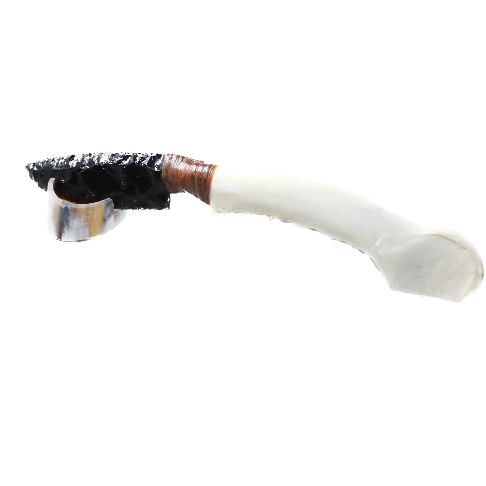 Deer Jaw Handle Obsidian Blade Ornamental Knife #0350  Mountain Man Knife 5