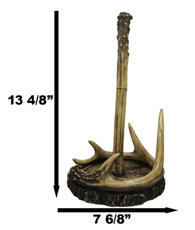 Rustic Forest Stag Deer Antler Bone On Wood Slice Base Paper Towel Holder 3