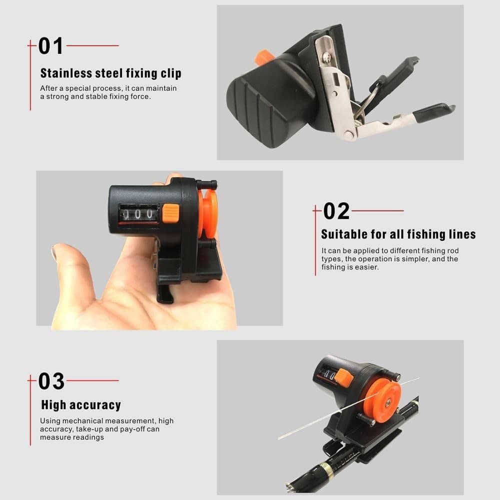 Fishing Line Counter, ABS Plastic, Depth Counter, Fits Most Fish Rods, Tackle 3