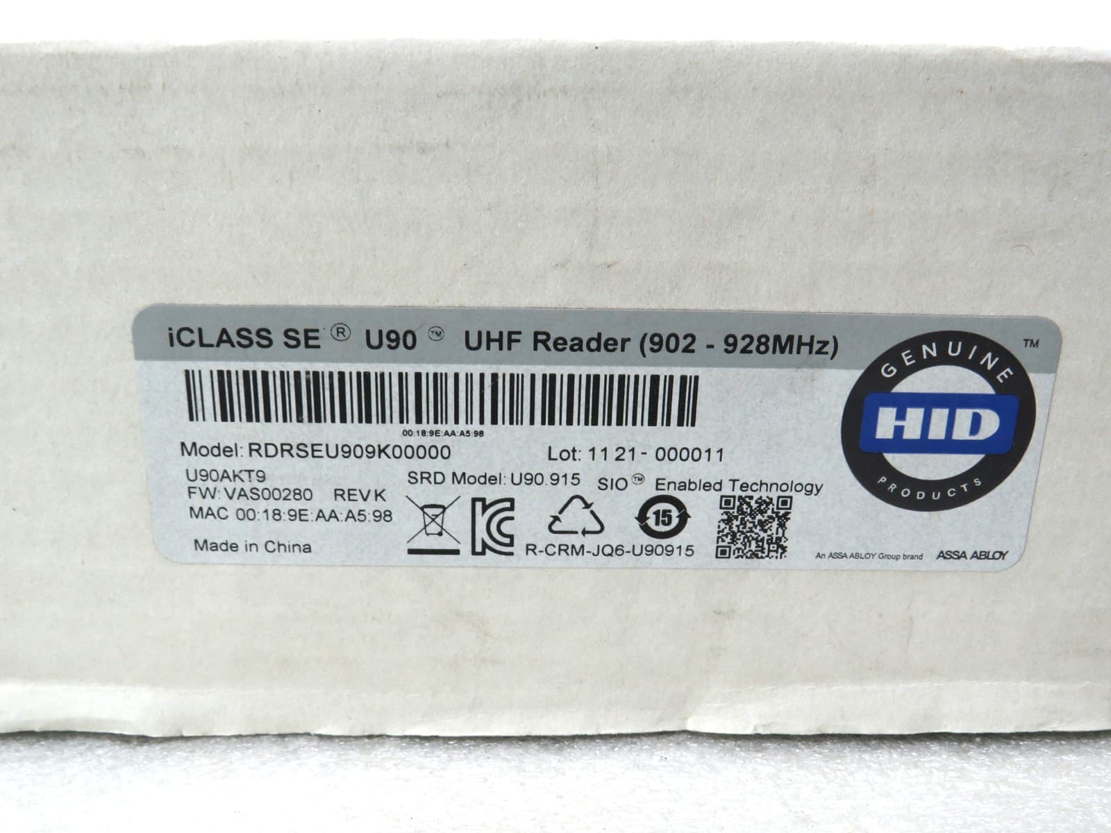 HID iCLASS SE U90 UHF Long Range Reader RDRSEU909K00000 [CTCNC] 2