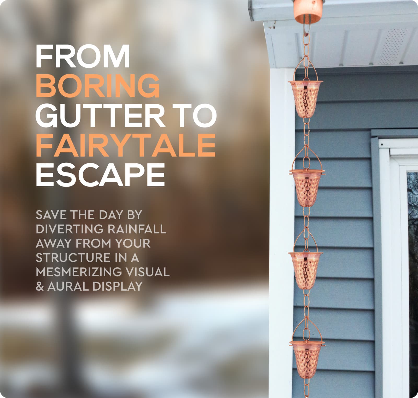 Marrgon Copper Water Chain with Bell Shaped Cups – Durable & Thick Rain Chain 4