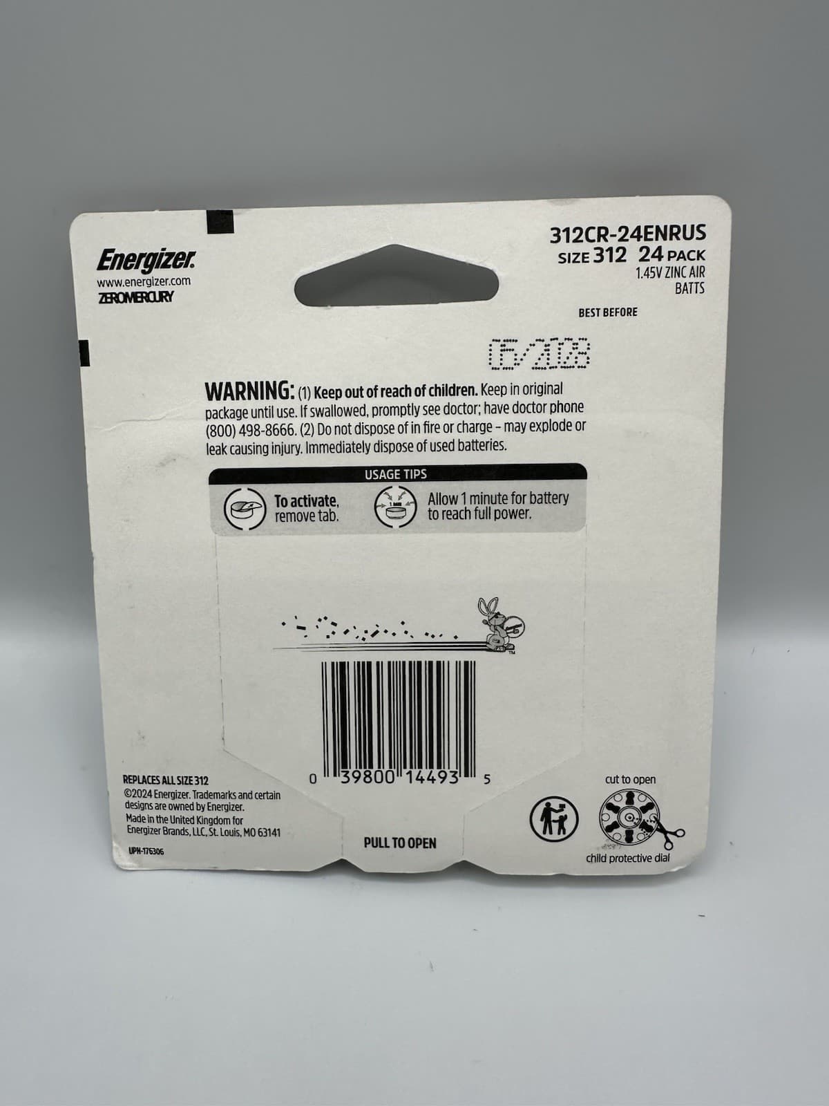 Energizer 24-Pack of Size 312 Batteries (Hearing Aid Batteries) 1.45V Zinc Air 2