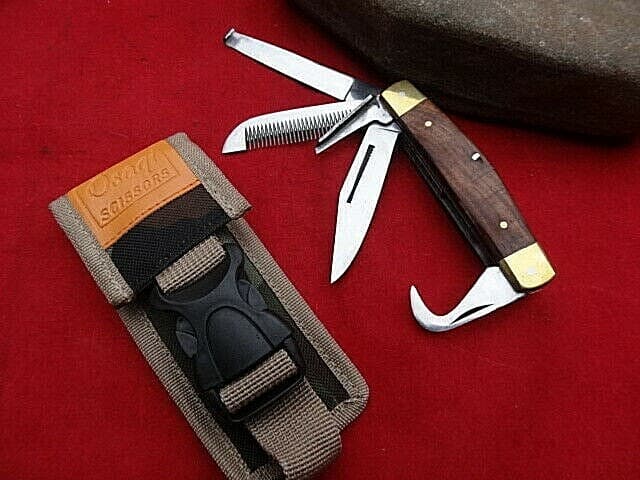 5 - 1_Horseman's Knife Wooden Handle Horse Hoof Pick/Strong Case with Belt Loop 2