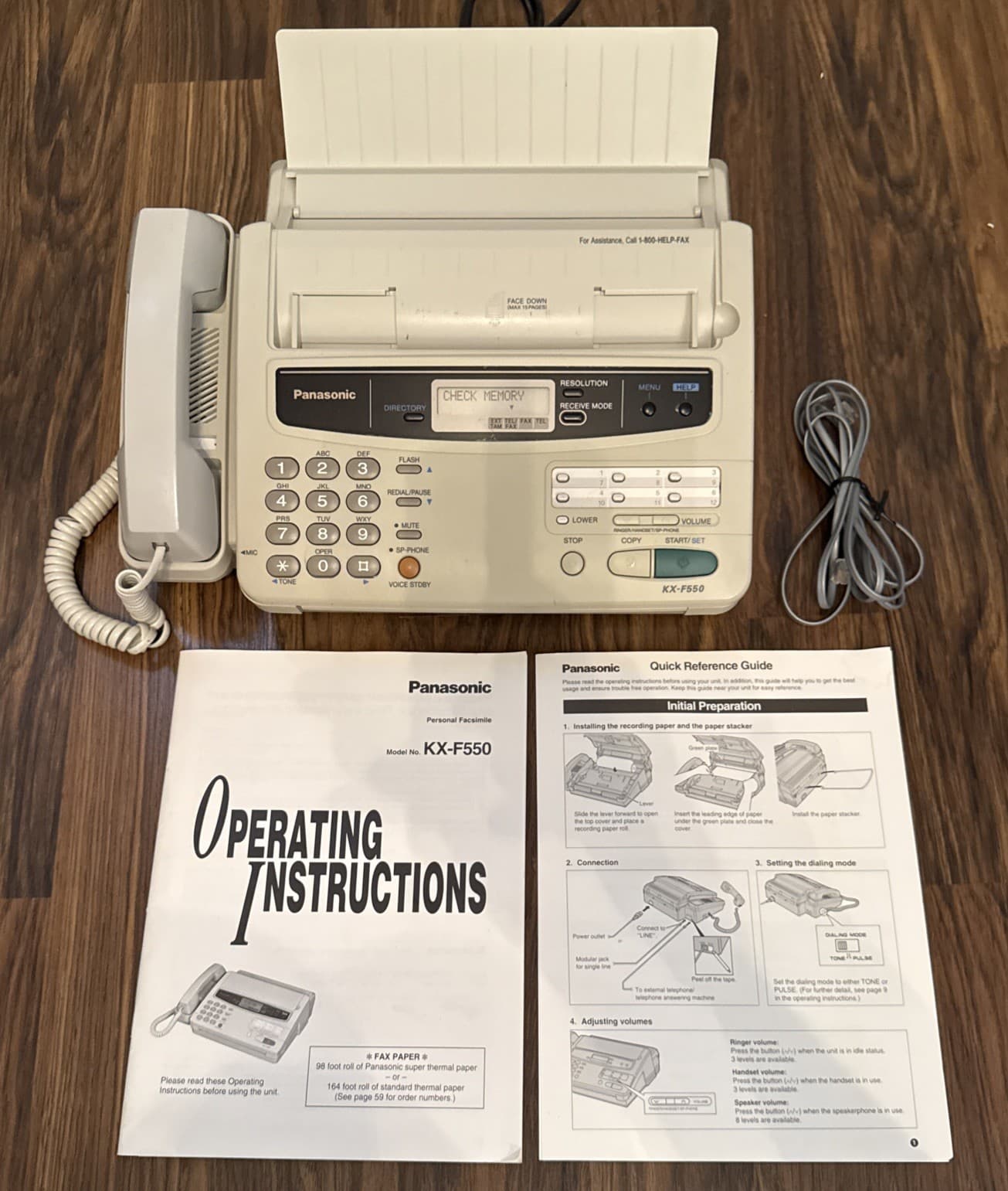 Panasonic Fax Machine KX-F550 Phone/Fax + Original Manuals -Works 2