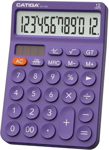  12 Digit Desktop Calculator with Large LCD Display, 4 Functions 7) Purple 2
