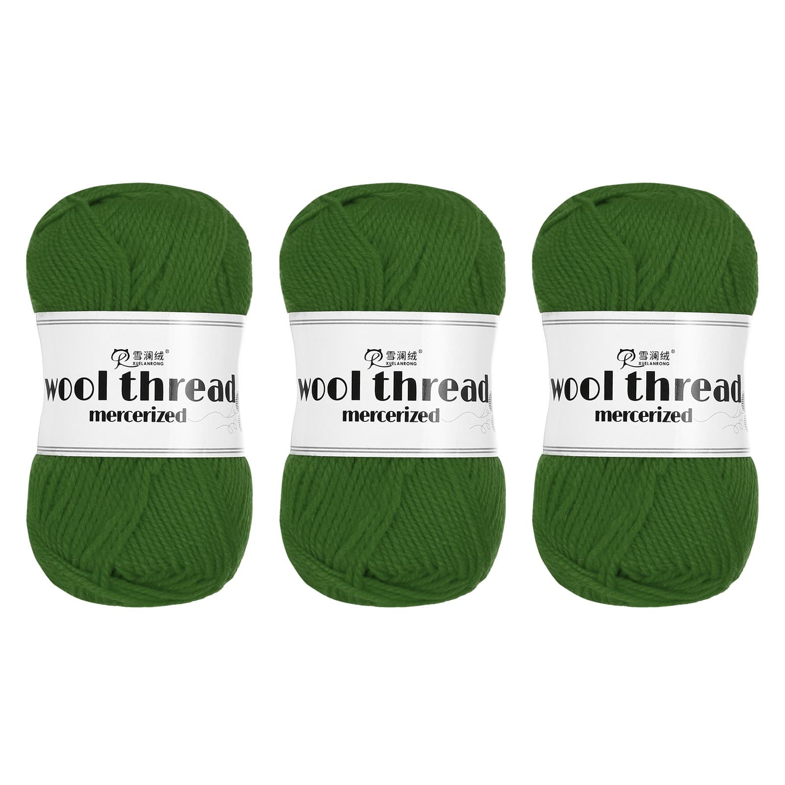 100% Wool Yarn,3 Skeins of 150g/5.29oz(Per Skein 50g/109yards)/Dark Green