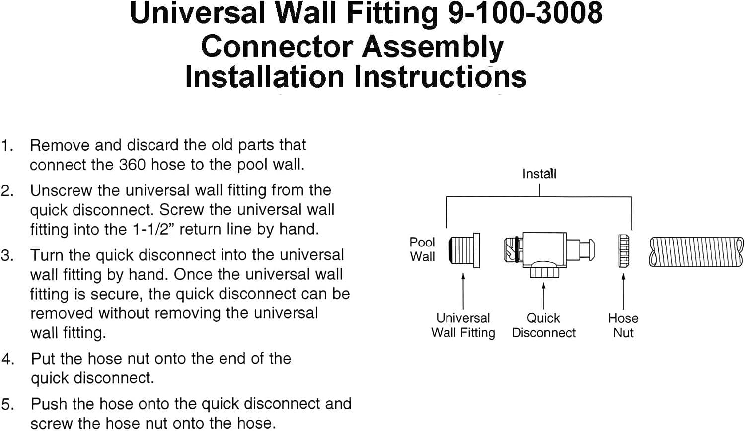 Pool UWF Connector Assembly 9-100-3008 For Polaris 360 Cleaners F1, F1B, TR36P 5