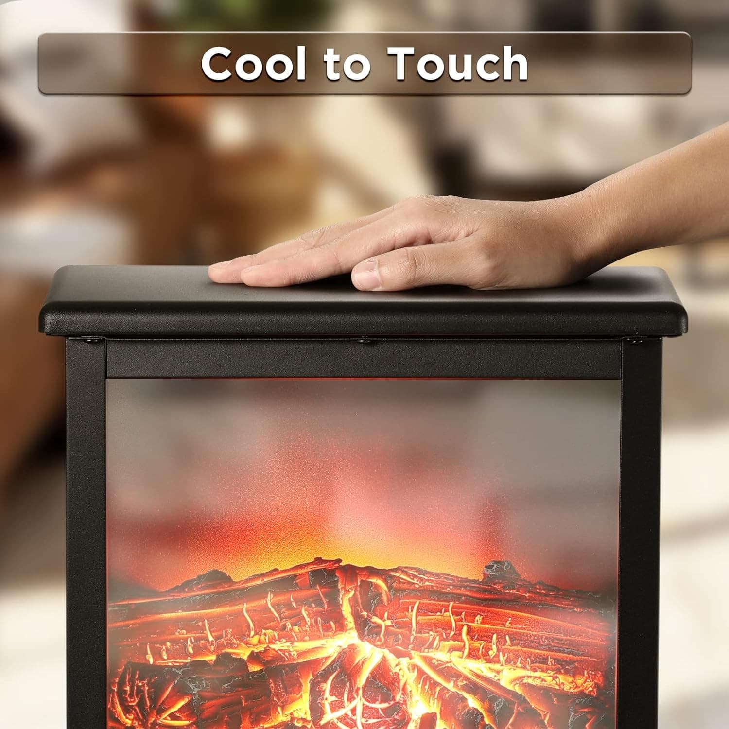 Electric Fireplace Stove,1500W Infrared Fireplace Heater with 3D Realistic Flame 6