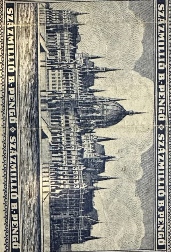 Authentic Hungary 100 Quintillion b-Pengo 1946, CIRCULATED Currency, P-131 4