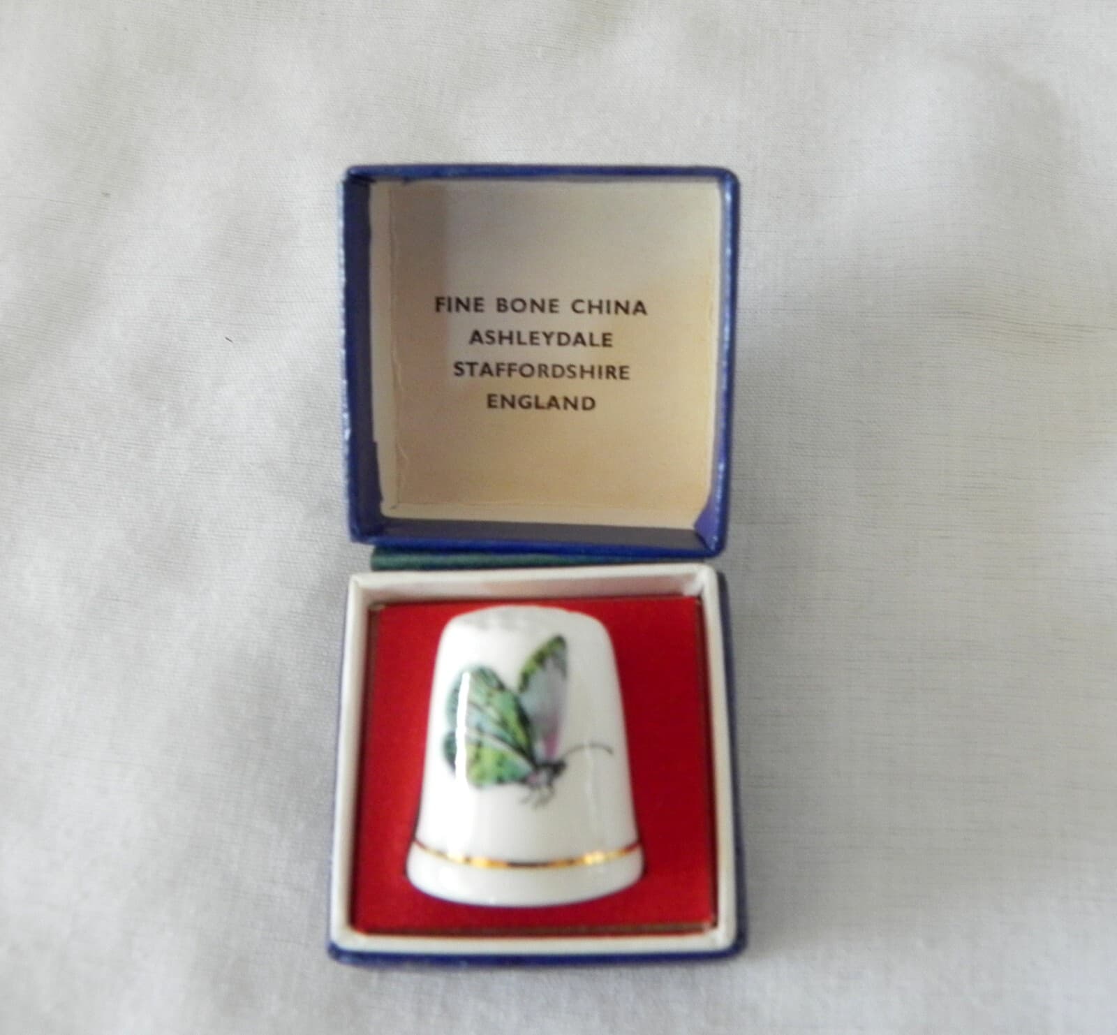 Ashleydale Staffordshire England BUTTERFLY THIMBLE Fine Bone China 2