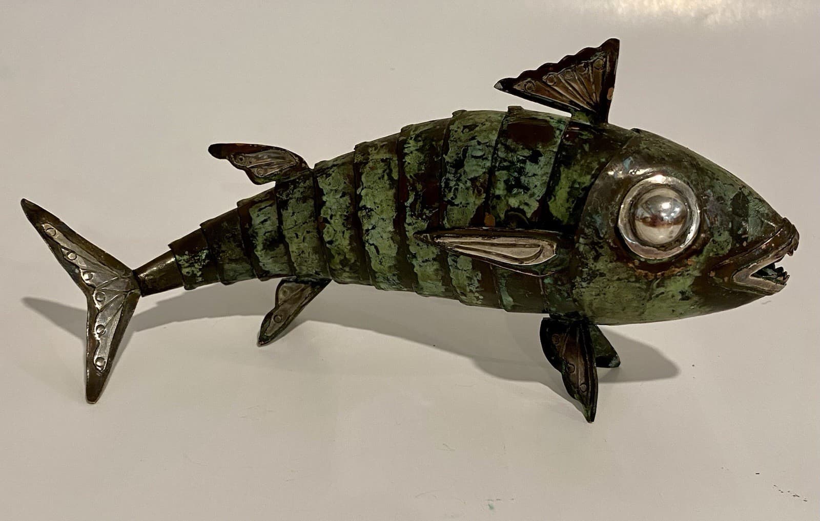 Graziella Laffi Articulated Copper & Sterling Silver fish sculpture 2