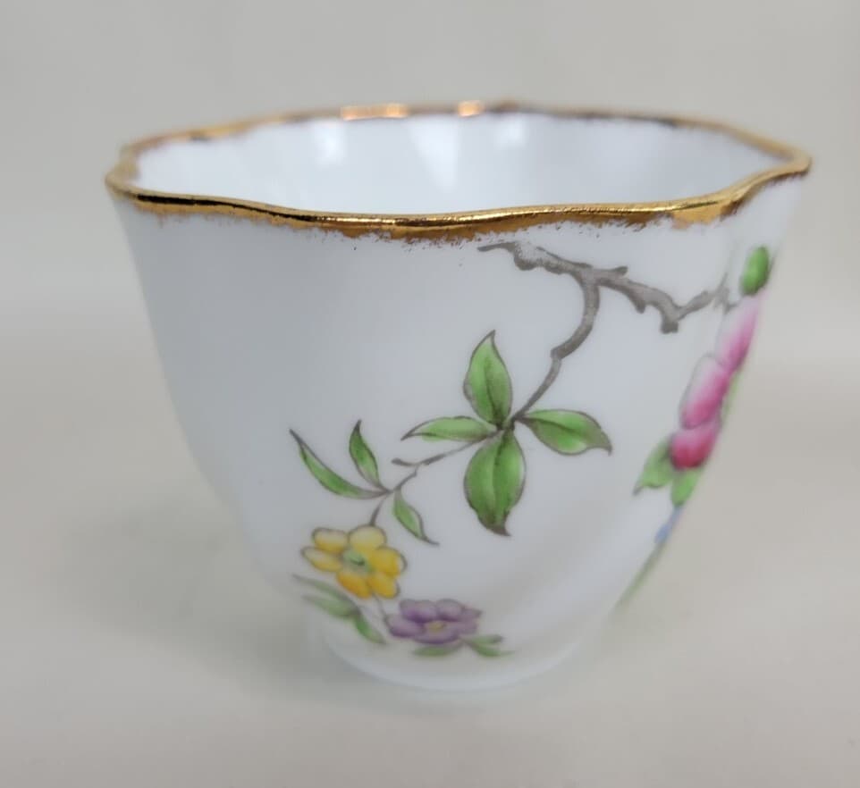 Vintage Salisbury Crown China Floral Teacup & Saucer Gold Rim Swirl England 1917 5