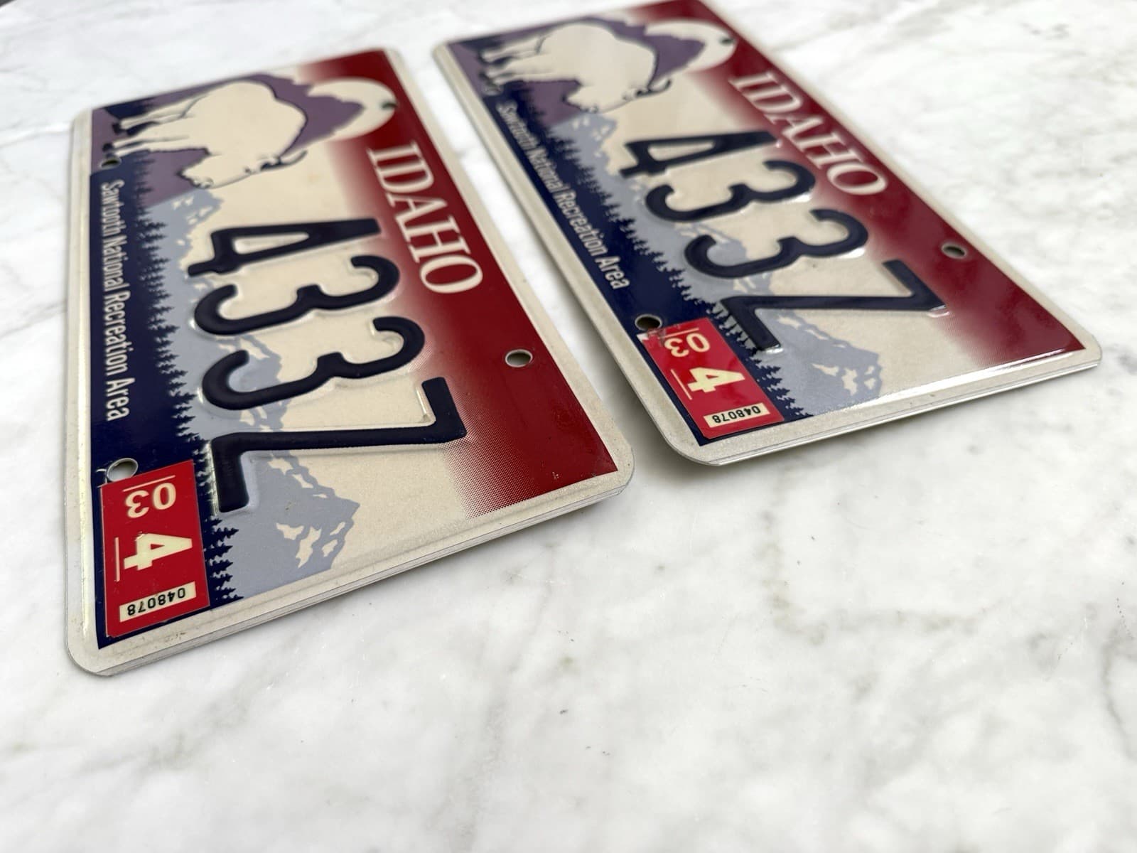 RARE Vintage Idaho Sawtooth National Recreation Area License Plates Matching Set 4