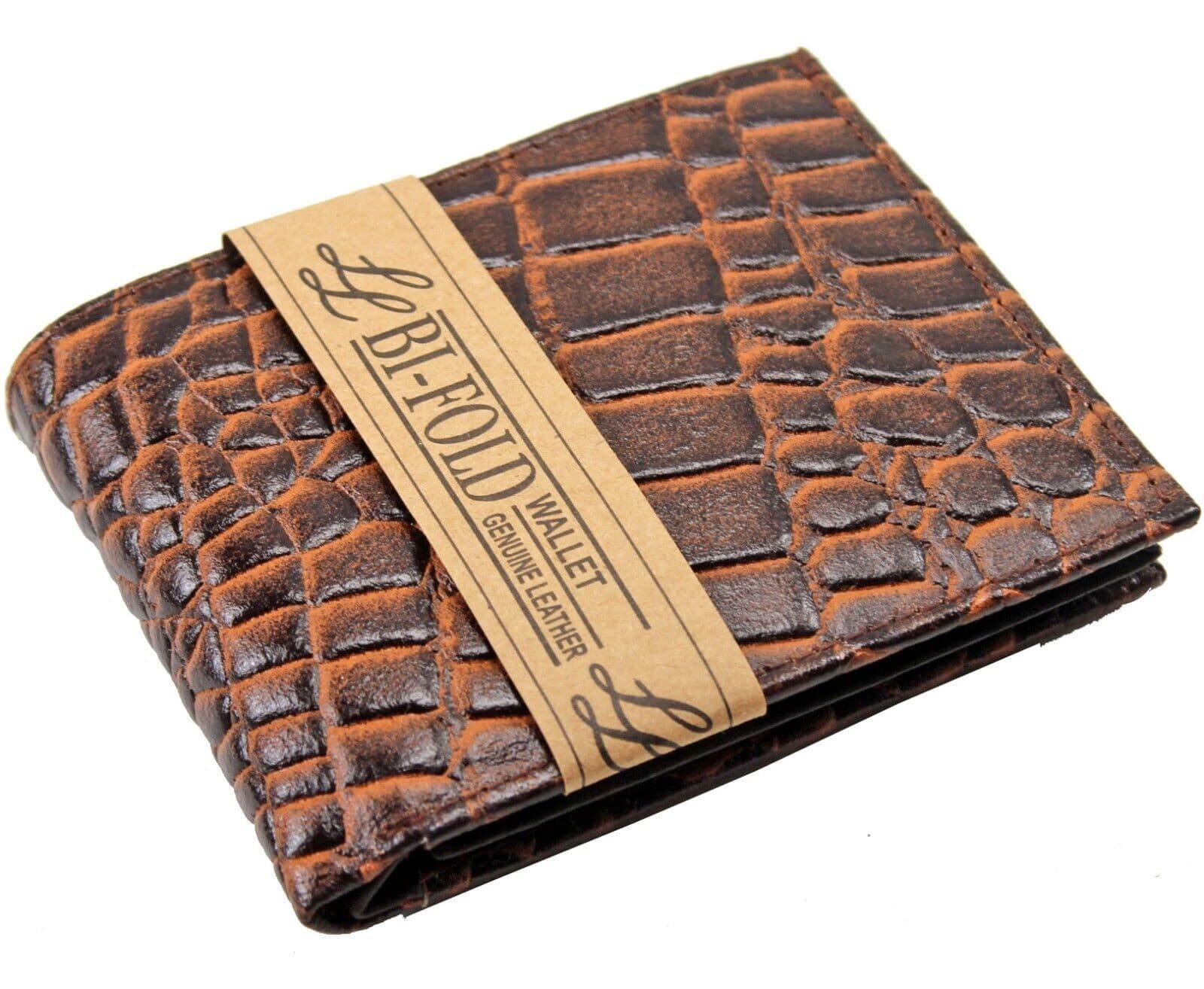 New Mens Genuine Leather Bifold Wallet ID Credit Card Alligator Window Crocodile 2