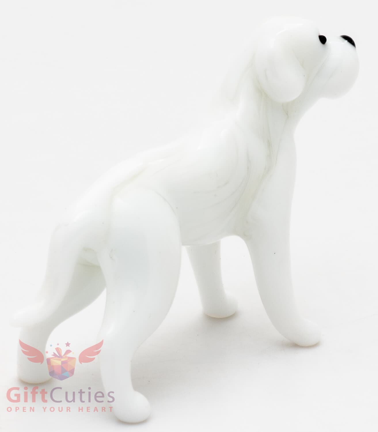 Art Blown Glass Figurine of the white American Bulldog dog 6