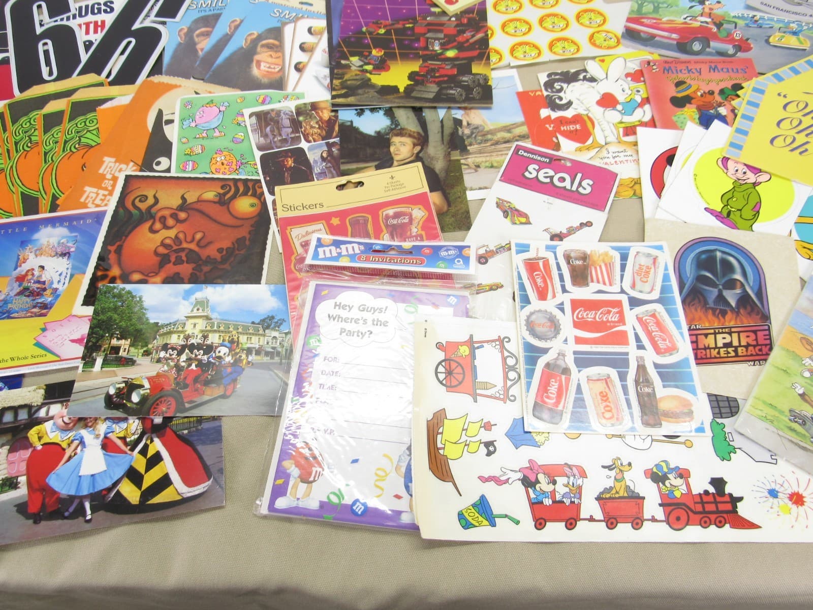 Large Vintage Paper Ephemera Lot Stickers Patches Treat Bags Postcards Catalogs 4