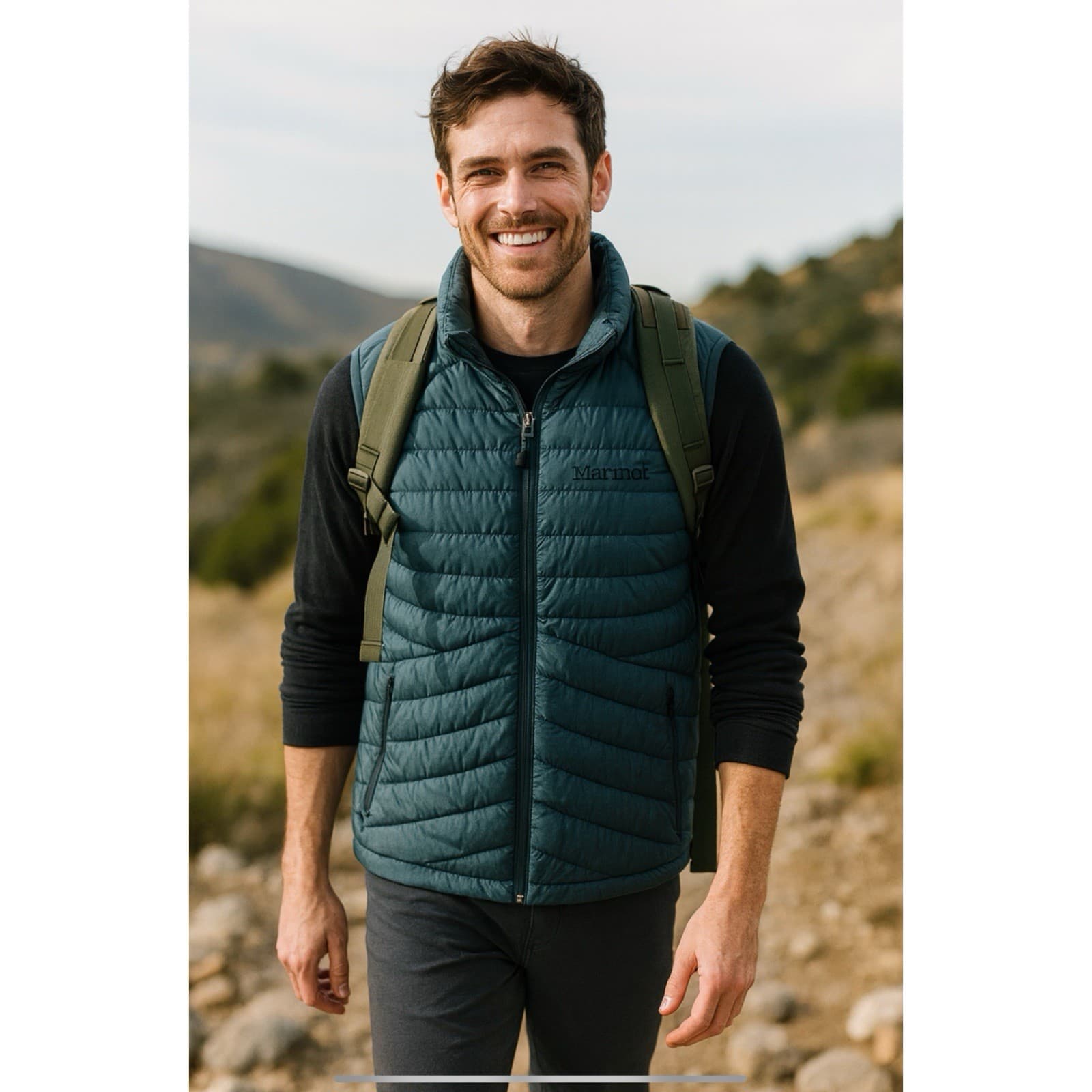 MARMOT DUCK DOWN QUILTED PUFFER VEST MENS SM TEAL ACTIVE OUTDOORS PERFORMANCE