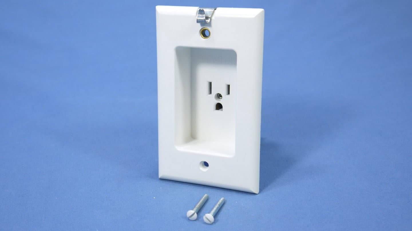 Leviton White Clock Hanger 1" Recessed Depth Outlet Receptacle 15A 5-15R 688-W