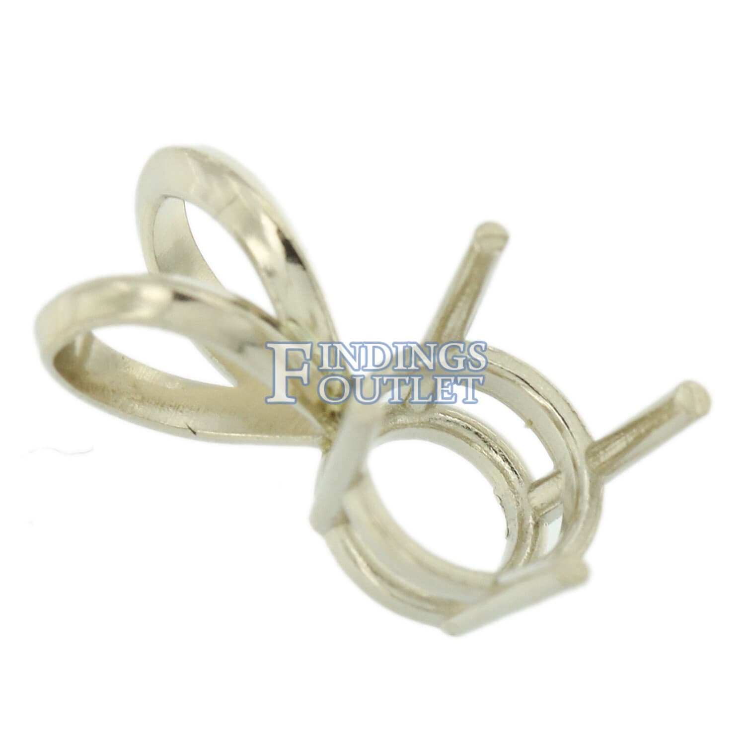 14K White Gold Round Pendant Setting Rabbit Ear Bail Mounting 0.05ct - 5.00ct 4