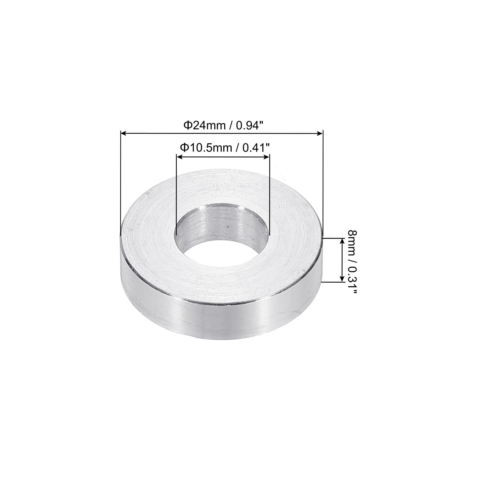 M10 Aluminum Spacers 6 Pcs Metal Spacers Aluminum 10.5mm ID x 24mm OD x 8mm L 2